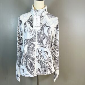 NWT Athleta Run With It Printed Jacket S Marble Lightweight Packable Full‎ Zip